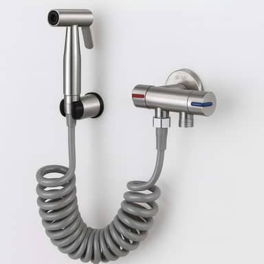 Ducha Higiênica Inox Com Registro Mangueira Extensível Que alcança 1.7mts Alta Pressão Cabo Ergonômico Prático Instalação Fácil Kit Completo Banheiro Moderno Higiene Segura Econômica Conforto Total