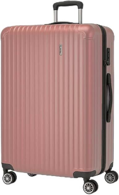 Mala de Viagem Holysun, Rígida, 4 Rodas Giratórias (Rosa, Grande)