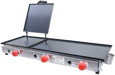 Chapa Semiprofissional 31x90 A Gás Baixa Pressão Chapeira Inox com 3 Queimadores e Prensa