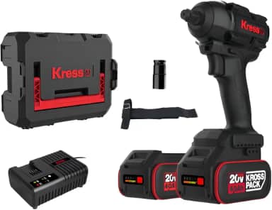 Chave de Impacto Kress KH275 20V Brushless 1/2" | 500 Nm, Auto Stop, 2 Baterias 4.0Ah, Carregador Rápido, Soquete M22, Maleta Plástica | Compacta, Potente e Profissional