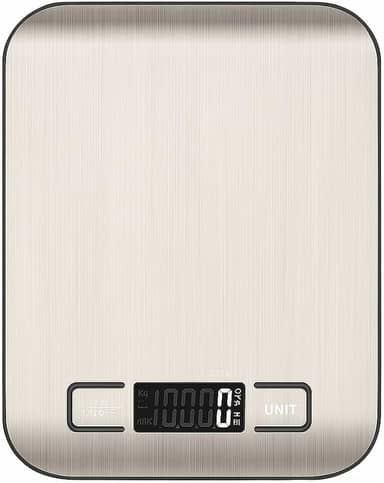 Balança Digital de Cozinha Superfície em Inox 10kg x 1g com Função Tara | Alta Precisão, Portátil e Fácil de Limpar – Ideal para Alimentos, Dietas, Café e Confeitaria| Premium