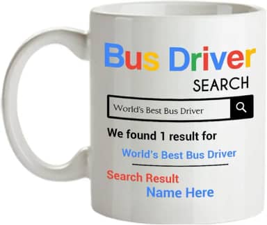 Caneca personalizada para motorista de ônibus - Presentes personalizados para motorista de ônibus - Caneca de café de 325 ml - Personalizada com o nome do seu motorista de ônibus