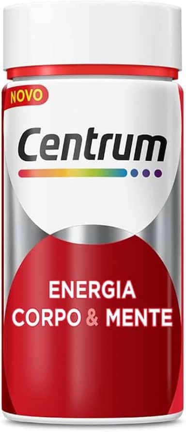 Centrum Energia, Corpo e Mente Multivitamínico com Cafeina, Vitamina B12 e Magnesio, 60 Cápsulas