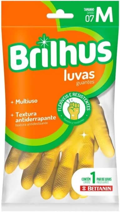 Brilhus - Luva de Látex Multiuso, Tamanho M, Bettanin