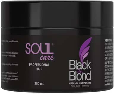 Máscara Matizadora Black Blond Para Loiras e Grisalhos Desamareladora Soul Care Profissional 300g | Máscara Matizadora Preto Black Blond Platinado Para Loira 250g