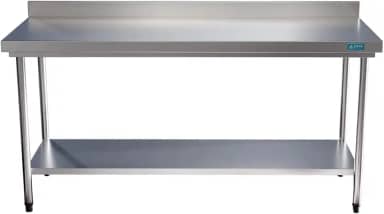 Mesa Bancada Em Aço Inox com Espelho e Prateleira 180x60x85 Aço Rio