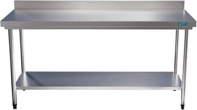 Mesa Bancada Em Aço Inox com Espelho e Prateleira 120x60x85 Aço Rio