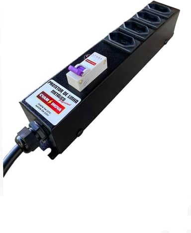 Filtro de Linha Profissional 20A com Disjuntor – 4 Tomadas – Estrutura Metálica Reforçada – CVAM – Ideal para Equipamentos de Alto Consumo
