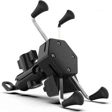 Suporte de Celular com Carregador 2.4a USB Garra para Moto Fixação no Retrovisor ou Parafuso do Guidão