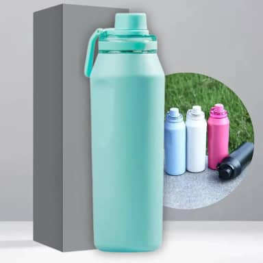 Garrafa Térmica de Aço Inox 500ml - Tampa com Alça - Sistema de Parede Dupla Isolada à Vácuo - Ideal para Academia/Trabalho/Faculdade (Verde Turquesa)