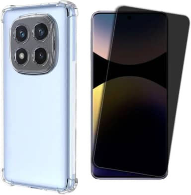 Kit Capa Anti Impactos para Xiaomi Redmi Note 14 Pro 5G, Película 5D Privacidade Anti-Curioso, Kit Aplicação, Case Proteção da Câmera, Bordas Antiquedas