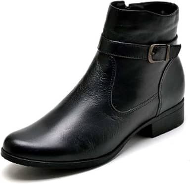 Bota Cano Baixo de Couro Legitimo Preto