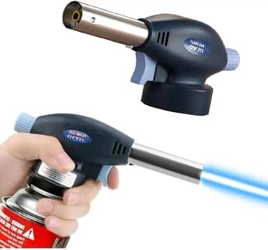 Maçarico Culinário Portátil Chama 1300°C com Acendimento Automático e Ajuste de Fogo para Cozinha