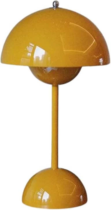 Luminaria Abajur de Mesa Colorida Touch LED Noturna, Cupula Redonda, Estilo Retro, 30 CM, para Leitura, Escritório, Mesa, Cabeceira, 3 Intensidades, Luz Relaxante para Dormir (Amarelo)
