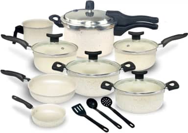 Jogo de Panelas Antiaderente, 11 Peças com Panela de Pressão 2.5L (Granito)