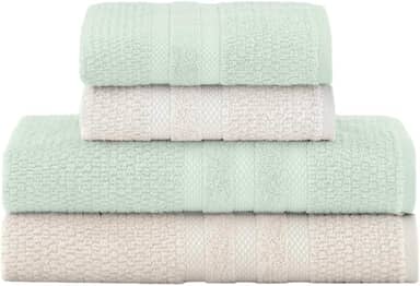 Jogo De Banho Buddemeyer Vanilla Extra Soft 100% Algodão Toalha Alta Absorção Macia Grande 4 Peças - Banho e Rosto - Presente (Bege Verde 3214/1171)