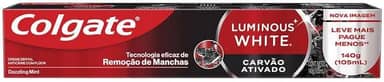 Colgate Luminous White Creme Dental Clareador Carvão Ativado 140g