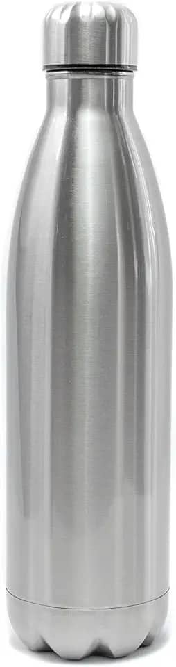 Garrafa Térmica Inox Parede Dupla 500ml Prata Isolamento Vácuo Bebida Quente Fria Portátil Livre BPA Vedação Hermética Academia Escritório Praia Viagem Esporte Caminhada Durável Elegante