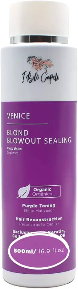 I Belli Capelli Tratamento de queratina orgânica Venice, sem formaldeído, tratamento de cabelo orgânico reconstrutivo, alisamento em 1 passo para cabelos loiros e tingidos - progressiva, 500 ml