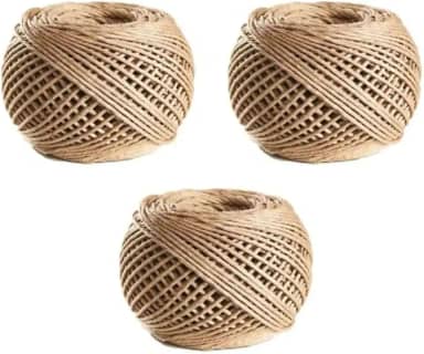 Cordão de Sisal Natural, Kit com 3 Unidades, 2mm, 90 Metros por Rolo, para Artesanato e Decoração