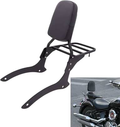 Passenger Sissy Bar com bagageiro encosto traseiro para Yamaha V Star 1100 Custom XVS1100 DragStar 2000-2011, preto