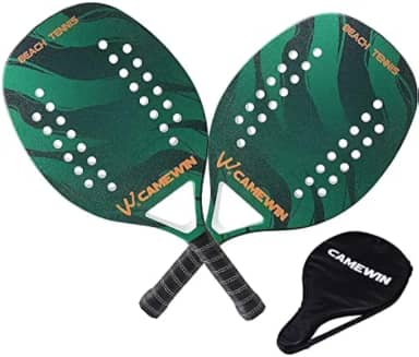 Kit 2 Raquetes Para Beach Tennis Profissional Em Fibra Carbono Com Capas Protetoras - Camewin (Verde)