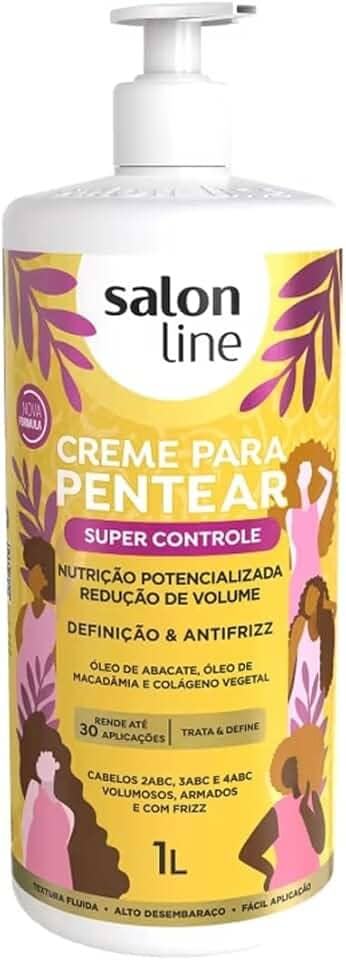 Salon Line, Creme de Pentear, Super Controle, Vegano - Para Cabelos Ondulados, Cacheados e Crespos, 1 L