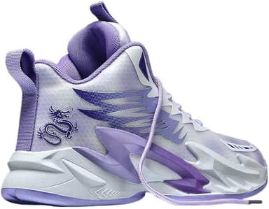 Bolognifi Tênis de basquete de cano alto masculino, calçados esportivos de treinamento, solas de borracha de malha, tênis de basquete antiderrapante, tênis de corrida ao ar livre(Purple,39 BR)