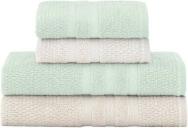 Jogo De Banho Buddemeyer Vanilla Extra Soft 100% Algodão Toalha Alta Absorção Macia Grande 4 Peças - Banho e Rosto - Presente (Verde Bege 1084/1184)
