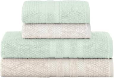 Jogo De Banho Buddemeyer Vanilla Extra Soft 100% Algodão Toalha Alta Absorção Macia Grande 4 Peças - Banho e Rosto - Presente (Verde Bege 1084/1184)