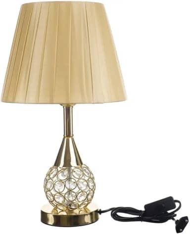 Abajur Luminaria Decorativo Quarto Sala Criado Mudo Cristal Com Led 42cm (DOURADO)