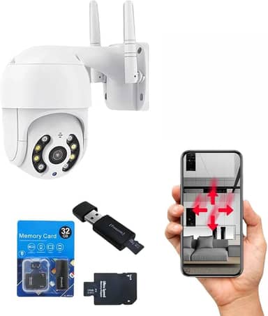 Câmera de Segurança IP WiFi HD 1080p - Externa à Prova D'água com Visão Noturna Infravermelho + Cartão MicroSD 32GB Incluso