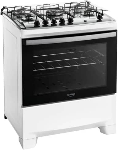 Fogão 5 bocas Dako Supreme Branco Mesa Inox