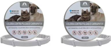 Kit com 2 Coleiras Antipulgas para Cães e Gatos com até 8 Meses de Proteção Contra Carrapatos Mosquitos Piolhos Pulgas (38 cm)