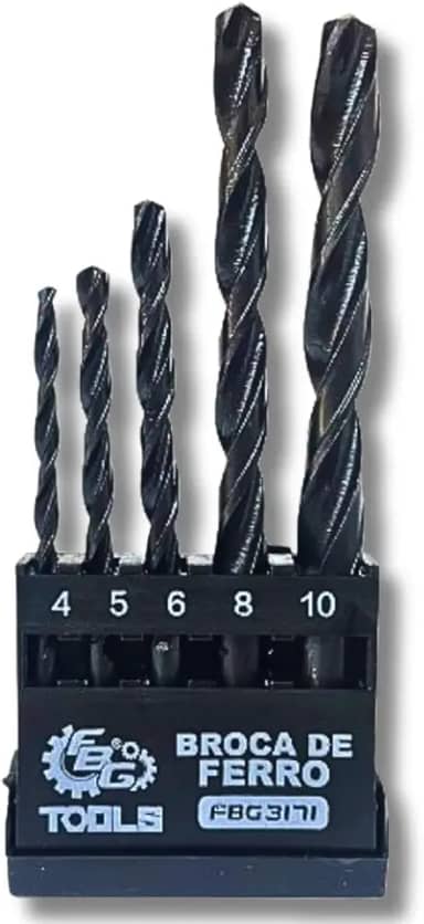 Kit 5 Brocas para Ferro e Metal em Aço Alta Resistência