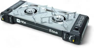 NTK, Fogareiro Horizontal 2 Bocas ETNA Aço Inoxidável 63cm com Controle de Chama e Desligamento Automático, Preto
