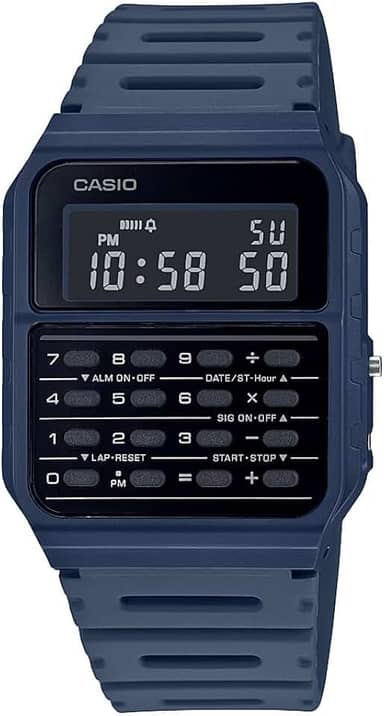 Casio Relógio masculino vintage CA53W-1 calculadora, Azul, Relógio de quartzo