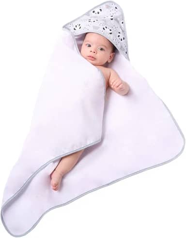 Toalha de Banho Com Capuz Estampado Para Bebê Recém Nascido Panda Cinza