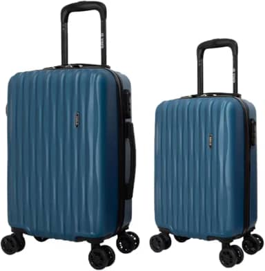 Yin's Conjunto de Malas de Bordo 8 kg e Media 23 kg Expansível, com Rodas Removíveis 360° Silenciosas, Padrão ANAC, Cadeado Fixo Integrado, Rígida, em ABS Resistente e Leve, Bagagem para Viagem - Azul