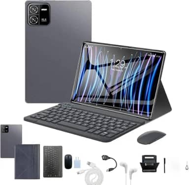 3 em 1 Tablet, com Capa/Teclado/Mouse, 10.1 Polegada,12GB RAM+512GB ROM, Câmera de 16MP + 32MP, Android 13, 8000mAh, Versão WiFi