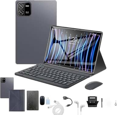 3 em 1 Tablet, com Capa/Teclado/Mouse, 10.1 Polegada,12GB RAM+512GB ROM, Câmera de 16MP + 32MP, Android 13, 8000mAh, Versão WiFi