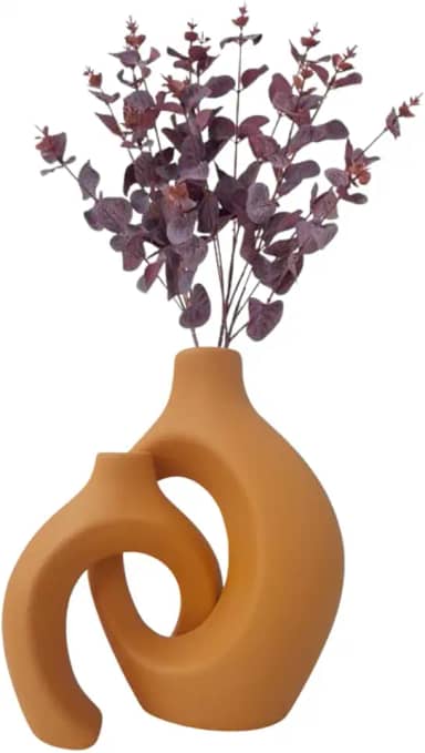 Vasos Decorativos De Cerâmica Entrelaçados (03 Laranja)