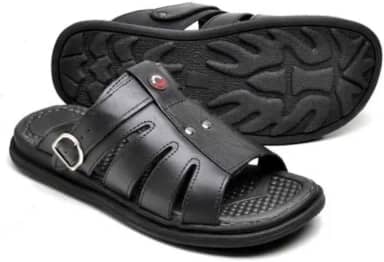 Sandália Masculina em Couro Legítimo, Ortopédica, Confortável, Anti Stress, Estilo Franciscana, Uso Diário