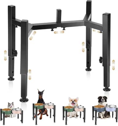 Tigelas Ajustáveis para Cães com Suporte Elevado, Comedouro Elevado para Cães, 21.5 a 37 cm de Altura, 18 a 28 cm de Largura, Comedouro Elevad0o, Comedouros, Bebedouros e Acessórios para Cã es