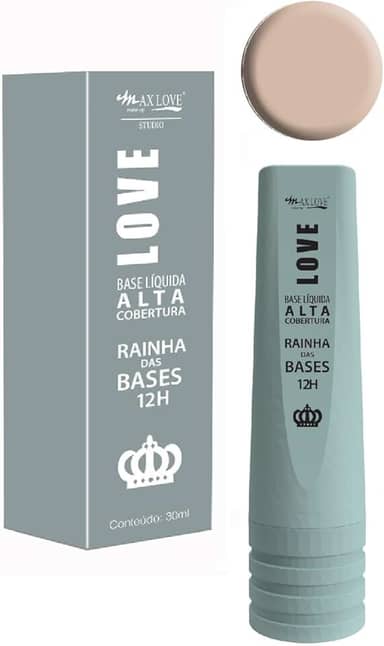 Base Líquida Max Love - Alta Cobertura, Acabamento Matte, Longa Duração 12 Horas - Rainha Das Bases - Cor 601