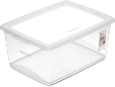 Ordene - Caixa Organizadora Plástica de 15 Litros com Tampa, Cor Cristal, Linha My Closet