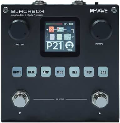 M-VAVE VEDO BLACKBOX Pedal processador multiefeitos para guitarra, com mais de 80 efeitos embutidos, modelagem de amplificador 44,1 KHz / 24 bits 6 + 1 efeitos simultâneos, recarregável integrada
