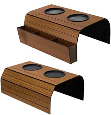 Kit 2 esteiras para braço de sofá com porta copos e porta controle remoto MDF (1 esteira simples, 1 esteira porta controle)