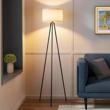 Abacafly Luminária de Chão, Abajur Chão com Poste de Luz de Metal Preto, Luminaria de Piso com 2 Temperaturas de Cor, Abajur de Chao Para Sala, Quarto, Escritório, Restaurante, Dois tipos de luzes