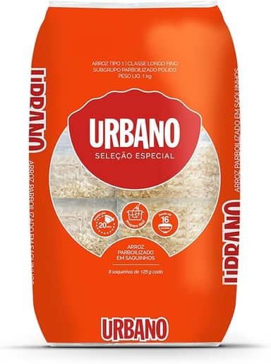 Urbano, Arroz Parboilizado, 8 Saquinhos - 125g cada
